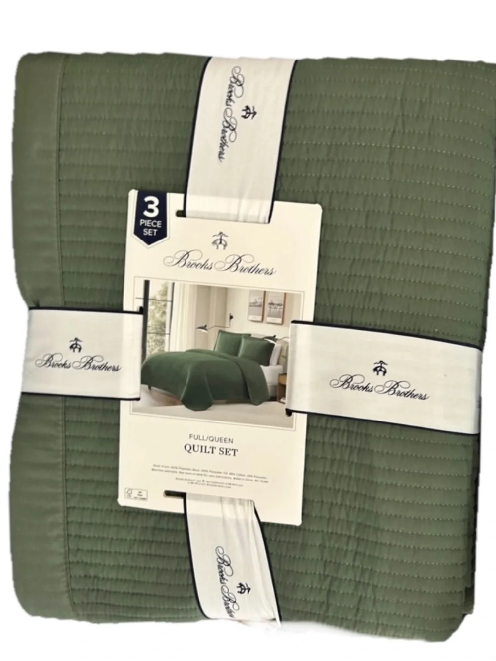 Brooks Brothers Green King Quilt Set 106”x92”